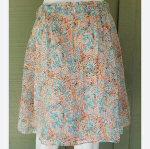 J.Crew- Waterlily Floral Soiree Chiffon Skirt- 100%Silk . Size 4